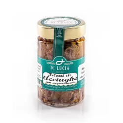 Filets d'Anchois avec piment dans l'huile d'olive bio - Ittici di Lucia - Conserves de Poisson