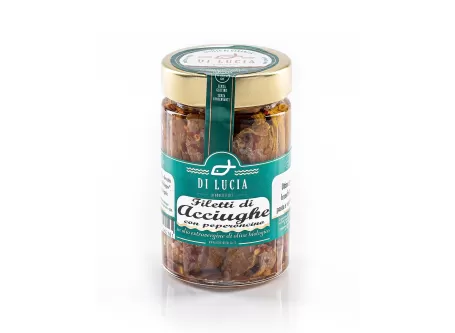 Anchovy fillets with chilli in organic extra virgin olive oil - Ittici di Lucia - Canned Fish