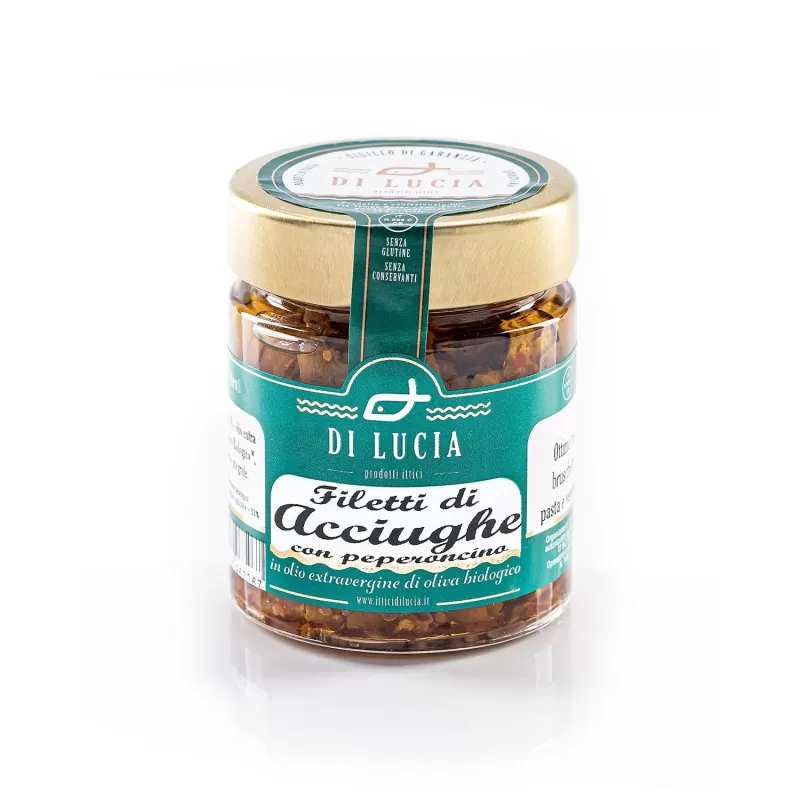Anchovisfilets mit Chili in Bio-Olivenöl - Ittici di Lucia - Fischkonserven