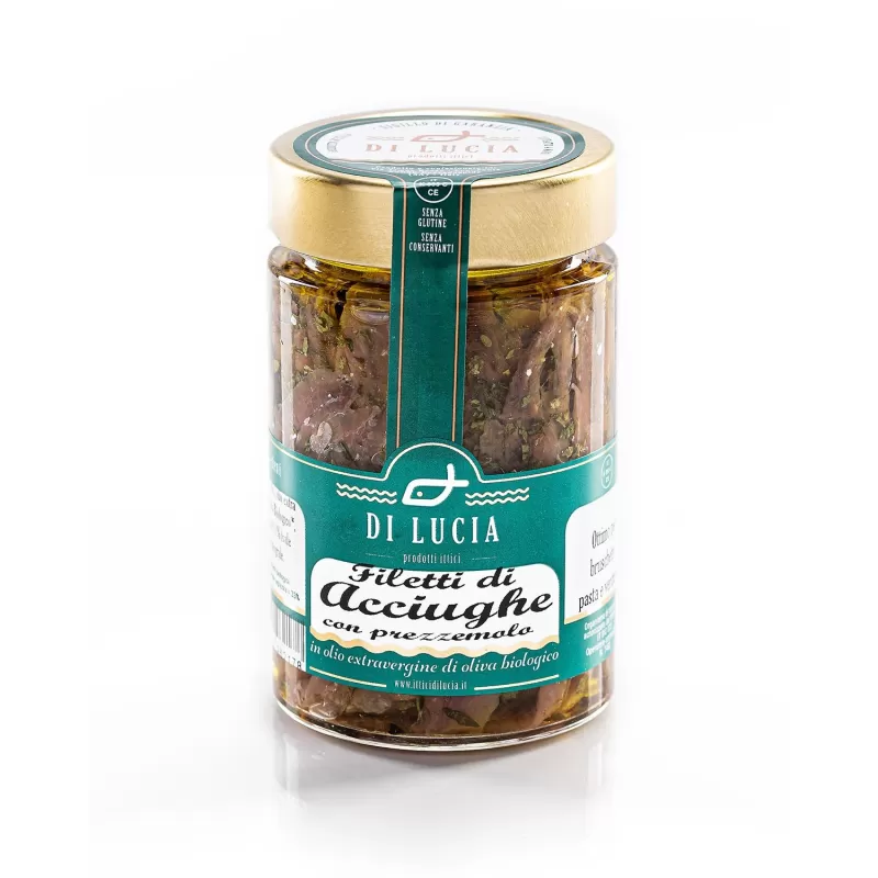 Anchovy fillets with organic parsley - Ittici di Lucia - Canned Fish