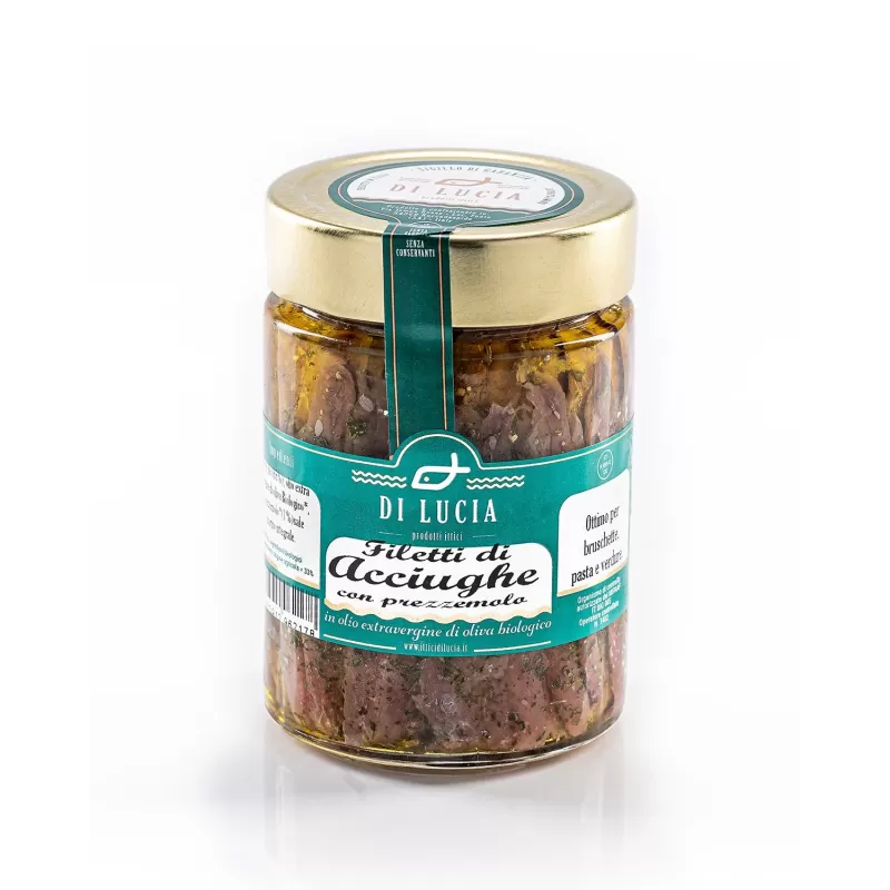 Anchovy fillets with organic parsley - Ittici di Lucia - Canned Fish