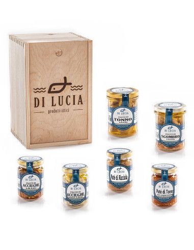 Dionisio Gift Box - 6 Packs in Wooden Box - Ittici di Lucia - Gift Ideas