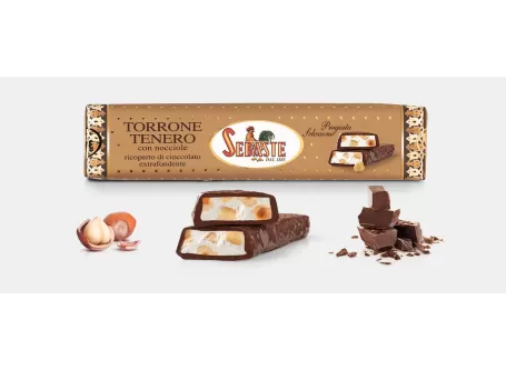 Weicher Nougat Überzogen mit Zartbitterschokolade - Edle Linie - Sebaste - Torrone