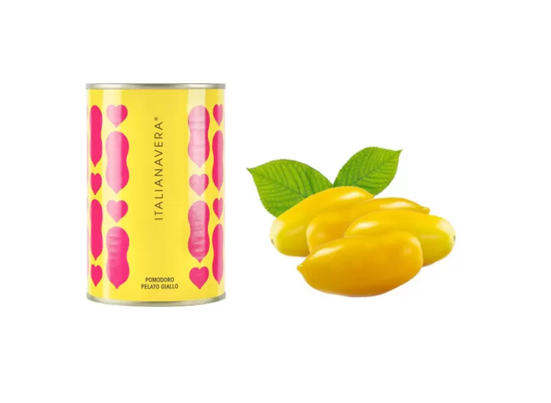 Yellow Peeled Tomato - Veropop Line - 12 Cans - Italiana Vera - Sauces and Tomato Sauces