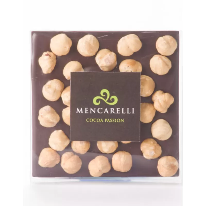 DARK CHOCOLATE BAR AND HAZELNUT-80g - Mencarelli - Chocolate