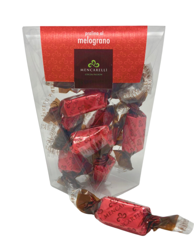 PRALINE FILLED WITH POMEGRANADE - BOX 90g - Mencarelli - Chocolates and Goodies