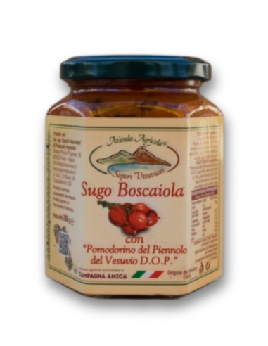 Boscaiola: Piennolo Tomato Sauce D.O.P. Mushrooms and Porcini - Sapori Vesuviani - Sauces and Tomato Sauces