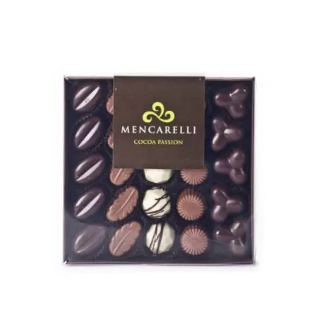 Boîte transparente de 25 pralines assorties - Mencarelli - Chocolats et gourmandises