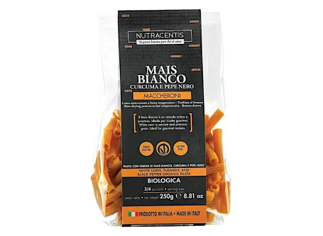 Maccheroncini aus weißem Mais mit Kurkuma und Pfeffer - 10 Stück von Pasta Natura Glu...