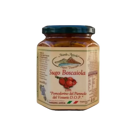 Boscaiola: Sauce aus Piennolo-Kirschtomaten D.O.P., Pilzen und Steinpilzen ...