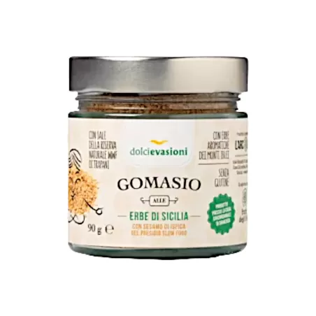 Gomasio aux herbes avec sésame d'Ispica de la coopérative L'Arcolaio...