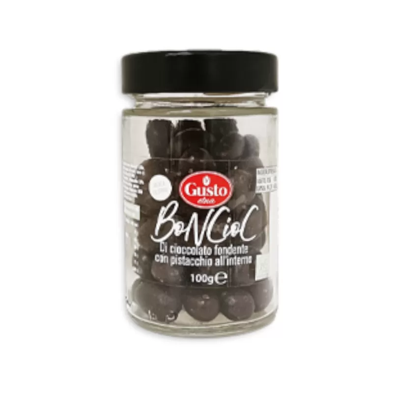 Boncioc - Pralines de chocolat noir avec des pistaches à l'intérieur...