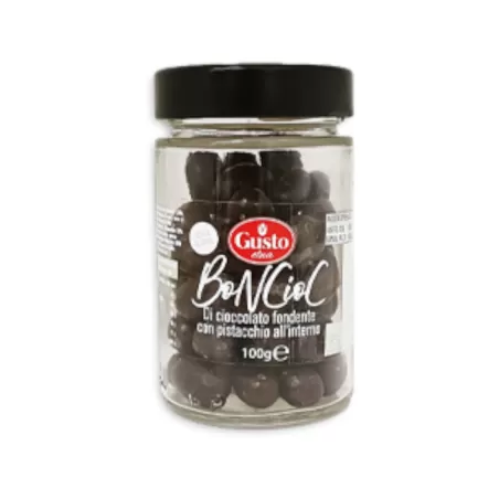 Boncioc - Pralines de chocolat noir avec des pistaches à l'intérieur...