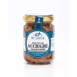 Filetti di Acciughe al Peperoncino in Olio d'oliva di Ittici Di Lucia - Ittici di Lucia - Conserve di Pesce
